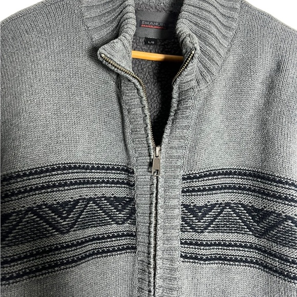 Emanuel Ungaro Gray Zip-Up Sweater with Black Accents - Picture 3 of 4